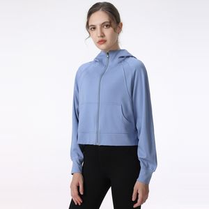 Ll outono e inverno esportes suéter feminino com capuz solto fino correndo jaqueta de fitness yoga blusa superior longo lulu masculino