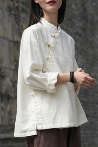 Kvinnors blusar kinesiska styloose bomull och linne etnisk stil kvinnors tang kostym service jacka retro skjorta blusa de mujer