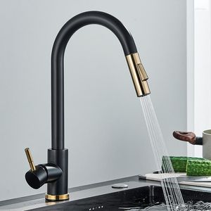 Kitchen Faucets Faucet Pull Out Sink Water Tap Single Handle Mixer 360 Rotation Brushed Gold Shower