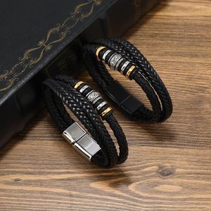 Charm Bracelets Leather Bracelet Woven Men's Multi-layer Alloy Rope Magnetic Buckle Personalized Trend