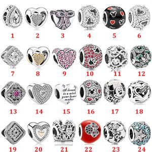 Adatto Pandora Charms Bracciale 925 Sterling Silver Love Water Drop Topo Fibbia Fissa String Ciondolo perline Gioielli Making309B