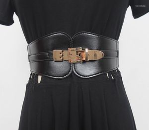 Bälten Kvinnor Runway Fashion Pu Leather Elastic Cummerbunds Female Dress Corsets Waistband Decoration Wide Belt R505