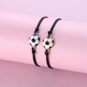 Charm Bracelets 2 pçs/set Cartoon Soccer Bracelet For Boys Girls Cute Football Adjustable Hide Corda Matching Jewelry Accessories 2023