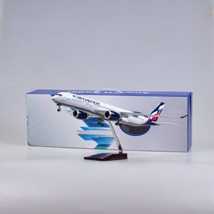 航空機Modle 47cm 1/142スケールエアプレーンエアバスA350エアロットロシア航空モデルwコレクション用のライトおよびホイールプラスチック樹脂面230718