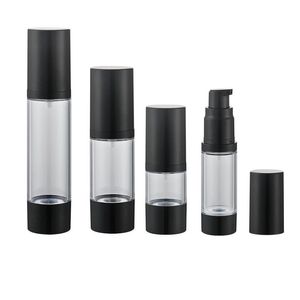 15 30 50 80 100 120ml Airless Pump Garrafa Vazia Recarregável Preto Airless Bomba de Vácuo Creme Loção Maquiagem Frasco Artigos de Higiene Pessoal Liquid Cont Xsfe