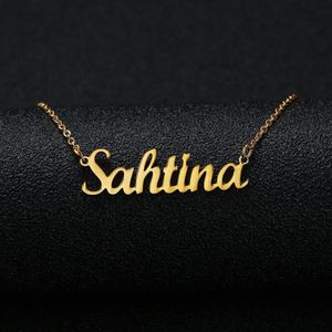 Colar com Pingente de Nome Personalizado Personalizado Corrente de Cor Prata Dourada Perfeita Colar com Placa de Identificação Cursiva Personalizada Feminina Feito à Mão Bir318B