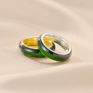 Cluster Rings JIOROMY Artificial Green Jade Ring Chinese Jadeite Amulet Fashion Charm Stainless Jewelry Hand Carved Crafts Gift For Women