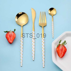 Briefs trosor andra trosor västra bestick set i rostfritt stål knivsked gaffel cutlery set creative polka dot design beak sked set hem bestick set x0719