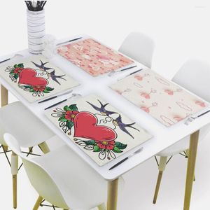 Bord servetter tecknad dryck färg hjärttryck underlägg 42x32cm placemat nordisk stil tyg servetter tethandduk