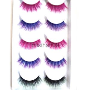 Falsche Wimpern NEU 5 Paar 3D-farbige Faux-Nerzwimpern Rot Gelb Grün Lila Bunte, flauschige, hochvolumige Make-up-Schönheits-Regenbogenwimpern J230717