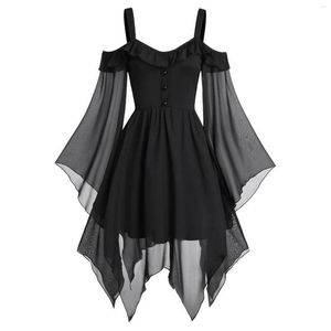 Casual klänningar Kvinnors ärmlös stor storlek Oregelbunden knapp Mesh Strap Summer Women Studio Apparel Dress Halter Neck