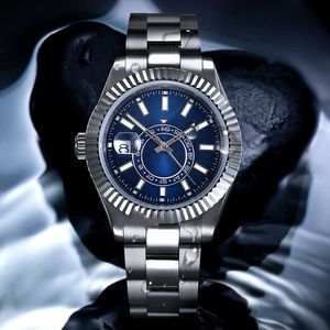 Wholesale Top Original R olax Watch online shop Men's Log Type Night Glow Automatic Machinery Skywalker Steel Band Sky Dweller With Gift Box 2F3V