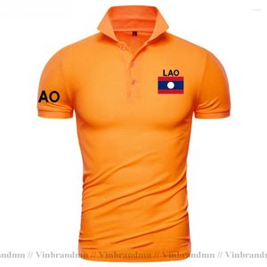 Męskie koszule Laos Polo Men krótkie marka mody Laotian Lao odzież flaga flaga