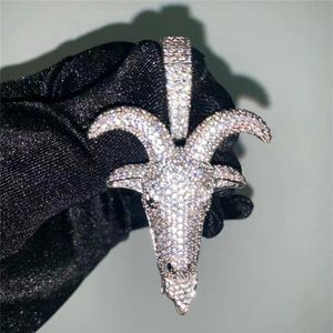 Neu eingetroffene Micro-Intarsien-Zirkon-Ziegenkopf-Anhänger-Halskette Iced Out voller Zirkon Herren-Hip-Hop-Schmuck Gift240O