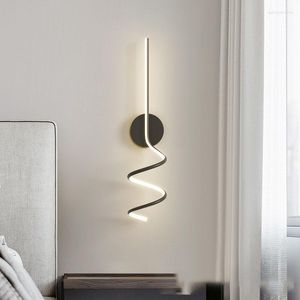 Duvar lambası minimalist spiral şekli LED beyaz siyah alüminyum yatak odası salonu koridoru için sıcak