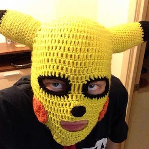 Moda máscaras faciais pescoço gaiter unisex balaclava chapéu lã inverno malha chapéus amarelo festa engraçado gorro crânios boné para mulheres homens puro artesanal 230717