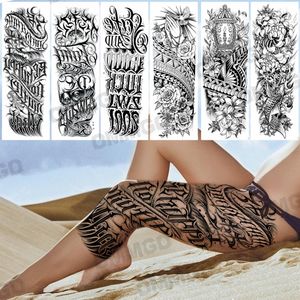 DIY Quoted Verse Temporary Tattoos For Women Adults Realistic Fake Totem Flower Tattoo Sticker Sexy Thigh Waterproof Tatoos Big