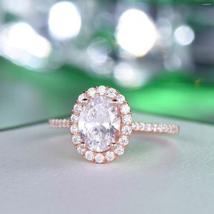 Cluster Rings Befound 3 Moissanite Oval Cut Wedding Band Certified Eternity Accessori per gioielli femminili di lusso da donna in oro rosa 14k