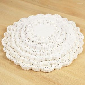 Zestawy pościeli 100PCS Białe okrągłe koronki dolies papierowy klemacie Mat Mat DIY Prezent Craft Opakowanie