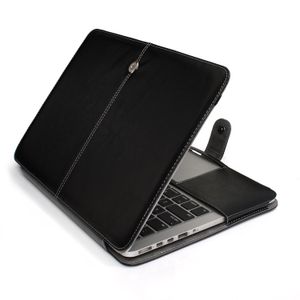 Slim PU Skórzane folio obudowy ochronne dla MacBook Air Pro z siatkówką 12 13 15 16 cali laptopa obudowy składania