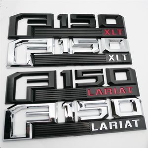 För 2015-2018 Ford F-150 XLT Lariat Chrome Red Black Fender Emblem Badge Namplattor Passagerarförare Sides2573