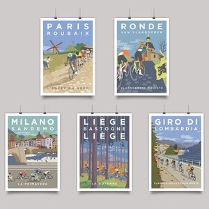 Esportes Bicicleta Ciclismo Pintura em Lona Excursão Vintage Pôsteres e Impressões Paisagens Ciclista Monumento de Paris Impressão de Arte de Parede Fotos Sala de Estar Decoração de Casa w06