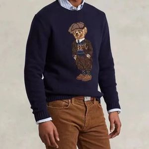 Camisola masculina polos urso casual roupas de inverno moda manga longa pulôver de malha casaco de lã feminino street wear