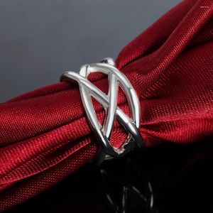 Cluster Rings 925 Silver Sterling Jewelry Cross Fishing Net Ring For Women Men Size 6 7 8 9 10 Fashion Wedding Holiday Gift