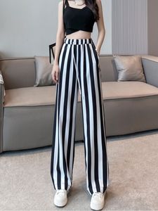 Women's Pants Capris Spring Summer Striped Women Wide Leg Pants Casual Loose Plaid Woman Long Trousers Eleasit Waist High Waist Pants pantalones 230717