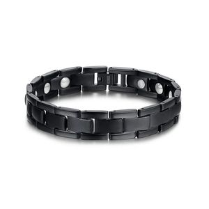 Настоящие титановые стальные ювелирные изделия Заживление магнитное здравоохранение браслет модный белый био -магнит браслет мужчины черные манжеты браслеты 22 см*1,25 см.