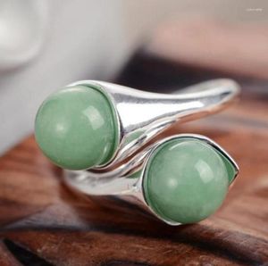 Cluster Ringe Modeschmuck Großhandel Luxus Mädchen Ring Natürlicher grüner Edelstein Klicken Sie auf Rot Schwarz Jade 6 7 8 9 # für W