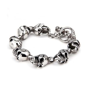 Exaggerated Charm Men Bracelets Pulseras Titanium Steel Skull Cool Bracelet Wristbands Bangle Trendy Jewelry Punk Bracelace