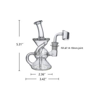 Waxmaid 5,3 Zoll Sanduhr Mini Recycler Clear Dab Rig Becherglas Bongs einzigartige Flasche Sanduhr Wasserpfeife Wasserpfeifen US-Lager Einzelhandelsbestellung kostenloser Versand