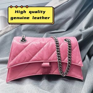 Borsa firmata borsa a tracolla a catena schiacciata Magnete per unghie Argento Rosa Nero Chiodo Doppia catena Borsa a tracolla di lusso a tracolla Portafogli in vera pelle