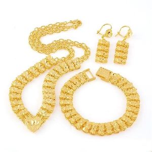 24K Solid Yellow Gold Real Filled Armband Earring Halsband Pendant Set Special296y