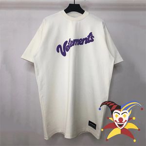 Mens TShirts 3D Puff Print Vetments 1 Quality Purple Letter Top Tshirt 230718