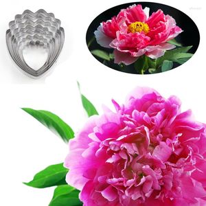 Bakning Mögel Peony Flower 7st Rostfri Stell Cookie Cutter Pastry Biscuit Cake Decorating Tools Cupcake Mold Fondant