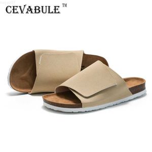 Slippare Cevabule Men's Cork Shoes Fashion Beach Nubuck Leather Tallgers For Men KWN L230718