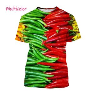 Hip Hop Creative Fun Chili Vegetable Summer Men's T-shirt 3D Printed Fashion Casual Manga Curta O-neck Wide Top de alta qualidade