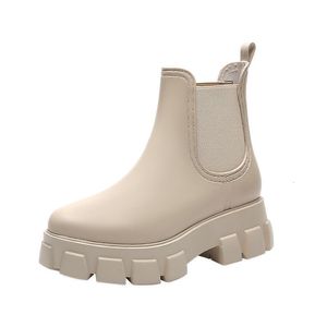 Stivali da pioggia Stivali da pioggia impermeabili Chelsea Boot Scarpe da donna Scarpe da pioggia con tacco basso Scarpe da donna con plateau Stivaletti femminili Galosce 230718