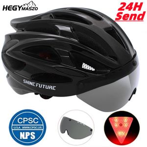 Cycling Helmets RoadMTB Safety Helmet With Rearlight And Goggles VisorIntegrallymolded Sports Racing Mountain Bicycle 230717