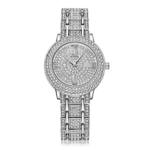 Um lote de peças novo estilo de moda feminino relógio feminino prata diamante relógio de pulso aço luxo amante relógio de alta qualidade dobrável lock303m