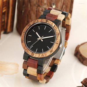 Wristwatches Casual Wood Watch Full Wooden Band Men's Quartz Analog Wristwathc Luminous Hands Multicolor Bracelet Present Relogio Masculino