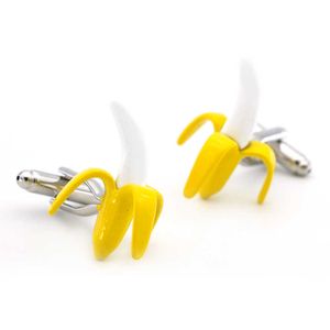 Gemelli Gemelli Banana Per Uomo Design Frutta Qualità Materiale Ottone Gemelli Colore Giallo Vendita al dettaglio all'ingrosso HKD230718