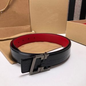 Luxurys Designers Belt New Red Shiny Bottoms For Men Women Clothings Accessories Belts Big Buckle High Quality 5A+ Genuine Leather Width 3.5CM Waistbands With Box