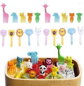 Dinnerware Sets 20Pcs Bento Vegetable Crockery Cute Mini Toddler Children Fruit Forks Toothpicks Kids Picks Cartoon Animal Lunches