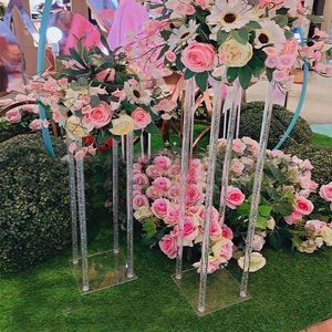 Tabela de vaso acrílico Tanela alta de casamento Decoração de chumbo decoração da estrutura de flores Stand 100cm Pipes Centerpieces Ocean Express Rail Truck Fijkw