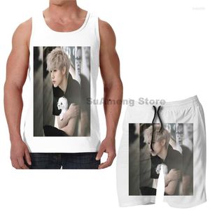 Men's Tracksuits Summer Funny Print Men Tank Tops Women Mark Tuan Beach Shorts Sets Fitness Vest