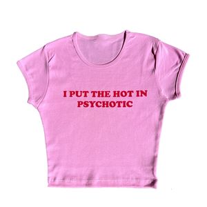 Women's T-Shirt PSYCIC Baby Tee Cute Pink Womens Printed Aesthetic Fairy Crop Tops Y2k Clothes Punk Streetwear Sweet Emo Girls Sexy T-Shirts 230717