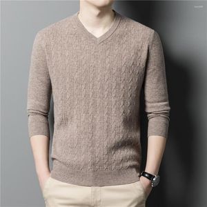 Erkek Sweaters markası merino yün v yaka örme kazak erkek giyim sonbahar kış varış klasik sıcak kazak homme z3042